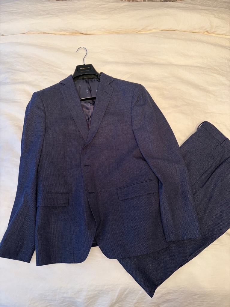 John Varatos 42s Men's Navy Textured Two-Piece Suit